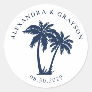 Sticker Rond Palm Tree Beach Mariage nautique Marine