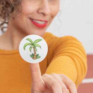Sticker Rond Palm Tree Beach Tropical et Ile Vibes