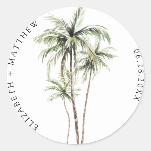 Sticker Rond Palm Tree Tropical   Mariage minimal