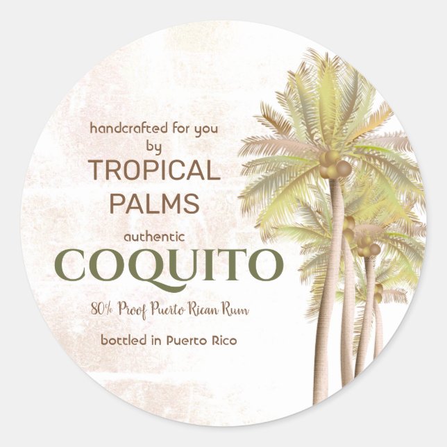 Sticker Rond Palme tropicale Coquito Coconut (Devant)