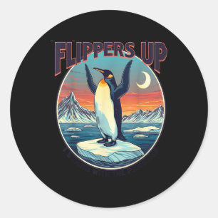 Sticker Rond Palmes En Haut Je Me Trouve Avec Les Pingouins Drô