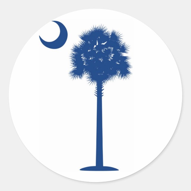 Sticker Rond Palmetto bleu de Caroline du Sud et croissant (Devant)
