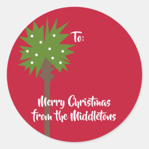 Sticker Rond Palmier avec lumière blanche de Noël