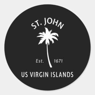 Sticker Rond Palmier de la plage St John Usvi