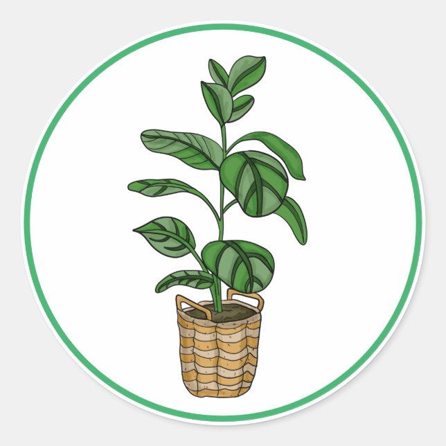 Sticker Rond Palmier du voyageur tiré à la main (Devant)