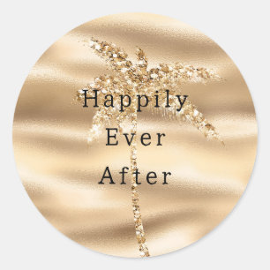 Sticker Rond Palmier Pailleté Glam Gold