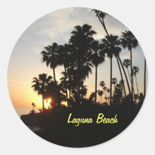 Sticker Rond Palmiers à l'autocollant du coucher de soleil de L