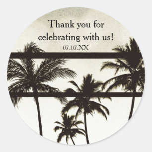 Sticker Rond Palmiers Beach Party Tropical White Hot Glam