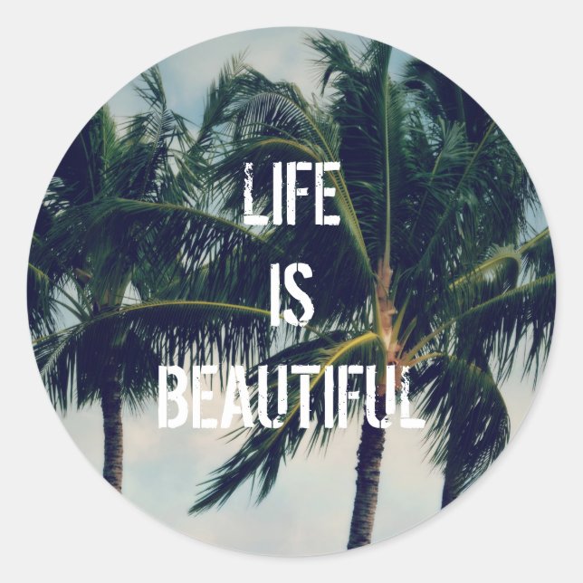 Sticker Rond Palmiers d'Hawaii (Devant)