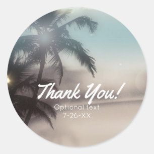 Sticker Rond Palmiers Elégant Tropical Beach Party Favoriser