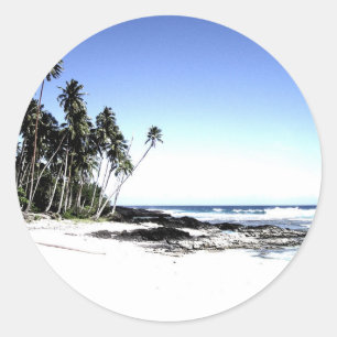 Sticker Rond Palmiers exotiques & Plage Paradise