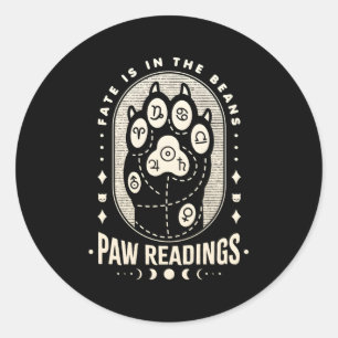 Sticker Rond Palmisterie Kawaii Chat Paw Palm Lecture Psychique