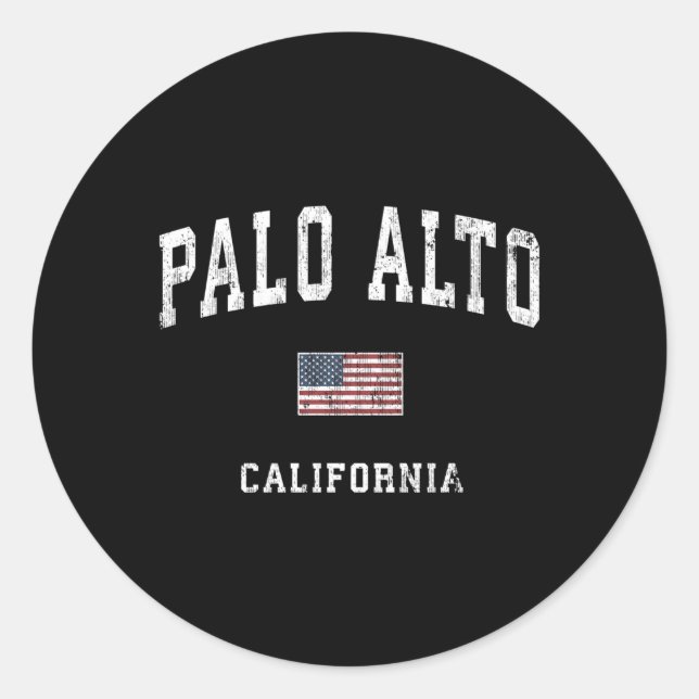 Sticker Rond Palo Alto Californie Ca Sports Drapeau Américain (Devant)