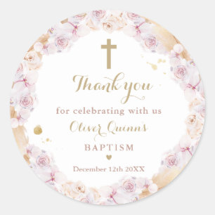 Sticker Rond Pampas Grass Baptême Bohémien Baptême Christening 