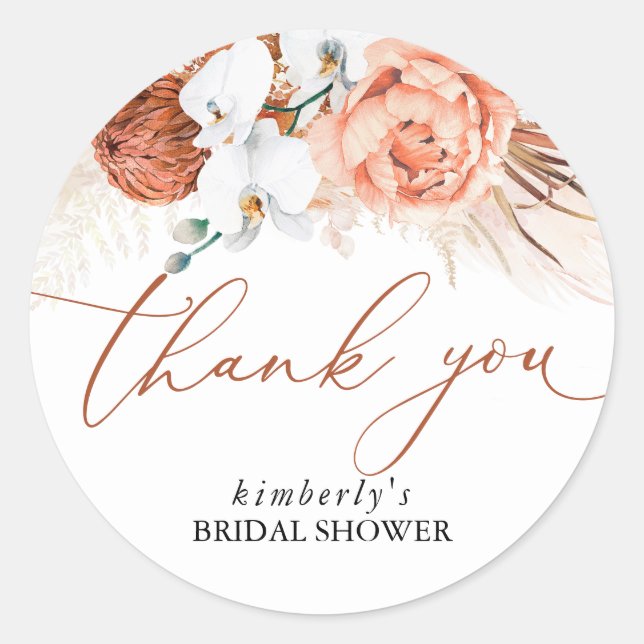 Sticker Rond Pampas Grass Floral Terracotta Tout Événement Merc (Devant)