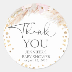 Sticker Rond Pampas Grass Gold Confetti Merci
