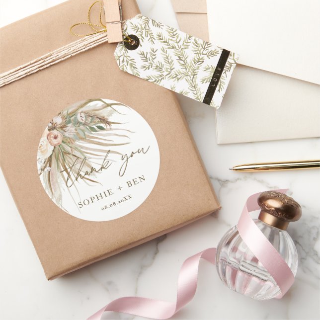 Sticker Rond Pampas séché Terre Grass Floral Mariage Faveur (Cadeaux)