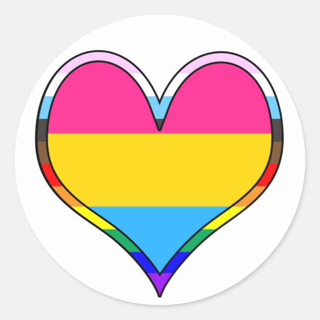 Sticker Rond Pan Pride Heart (Devant)