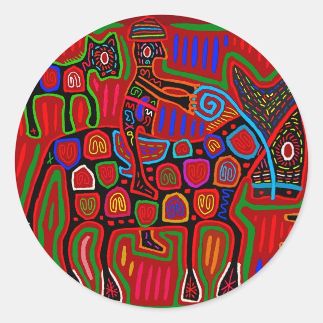 Sticker Rond Panama Mola - Sauvez une balade à cheval sur un co (Devant)