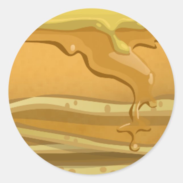 Sticker Rond Pancake et sirop d'érable mignon jaune brun (Devant)
