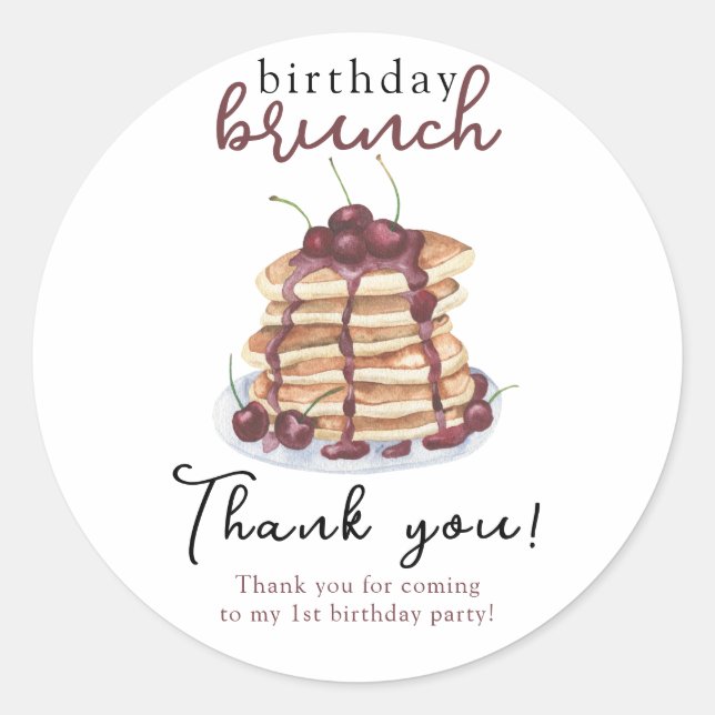 Sticker Rond Pancakes aquarelle fête d'anniversaire (Devant)