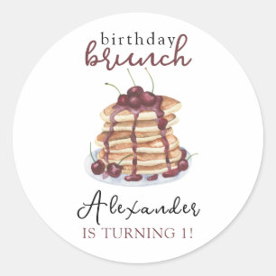Sticker Rond Pancakes aquarelle fête d'anniversaire