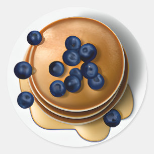 Sticker Rond Pancakes aux bleuets avec sirop