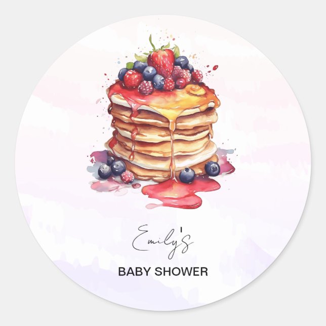 Sticker Rond Pancakes et Pacificateurs Baby shower Brunch (Devant)