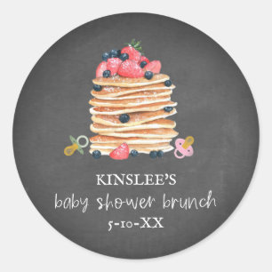 Sticker Rond Pancakes & Pacificateurs Baby shower Brunch Chalkb