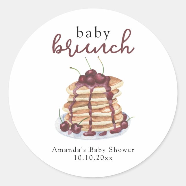 Sticker Rond Pancakes Sweet Cherry Baby shower (Devant)