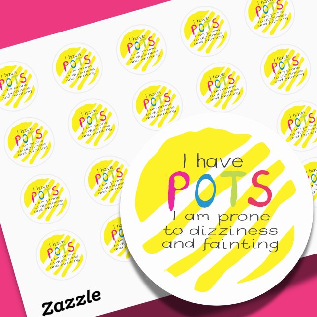 Sticker Rond Pancarte de sensibilisation au syndrome POTS (Créateur téléchargé)