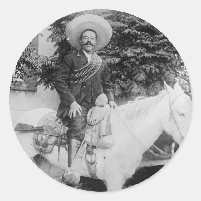 Sticker Rond Pancho Villa général révolutionnaire mexicain (Devant)