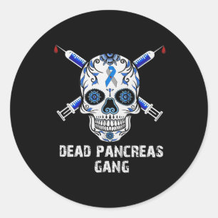 Sticker Rond Pancréas Morts Gang Crâne Diabète Sensibilisation