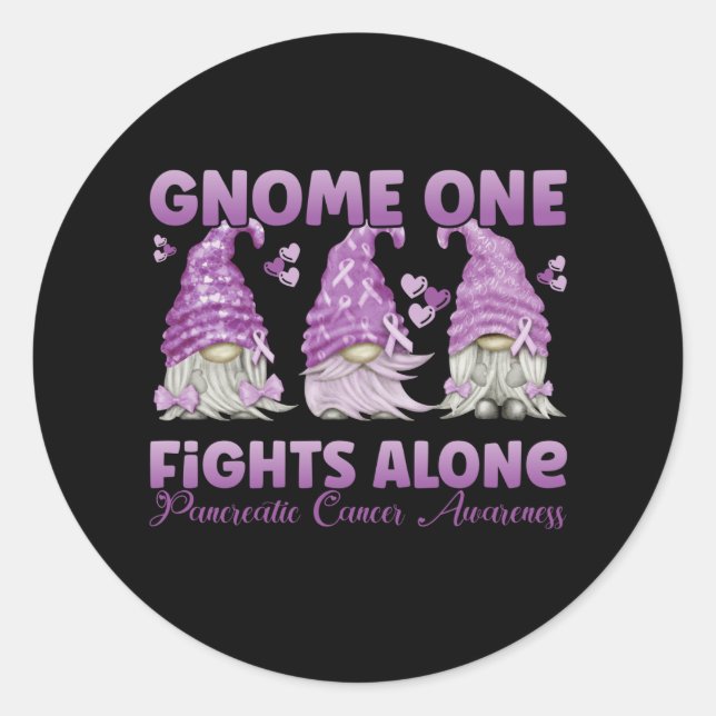 Sticker Rond Pancreatic Cancer Purple Gnome (Devant)
