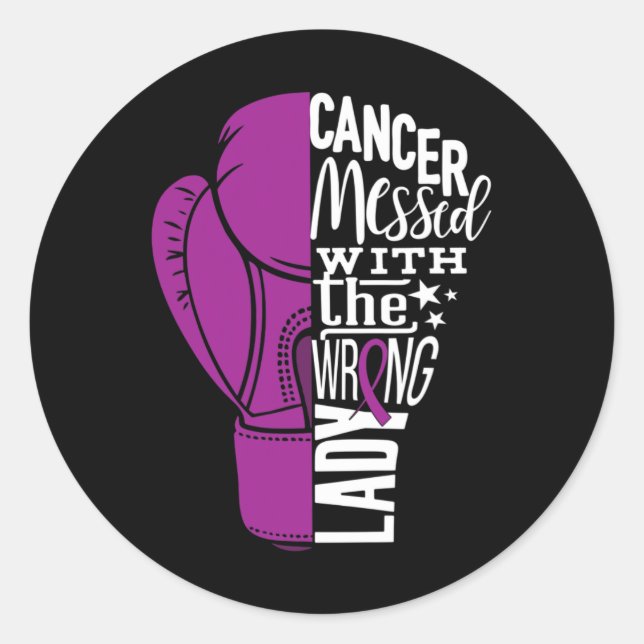 Sticker Rond Pancréatique Cancer Sensibilisation Boxe Gant Tee (Devant)