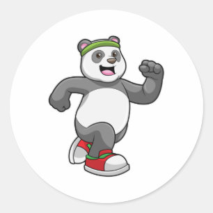 Sticker Rond Panda à courir avec bandeau