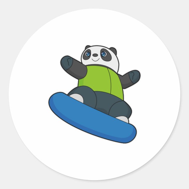 Sticker Rond Panda a Snowboarder (Devant)