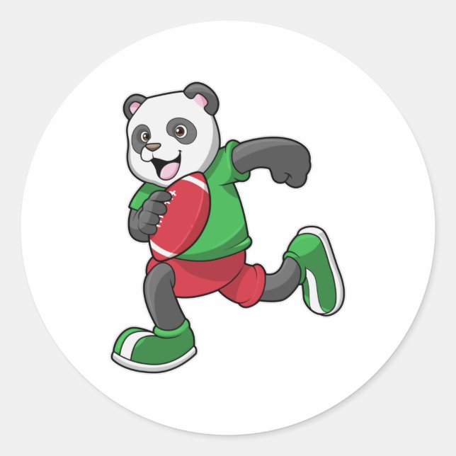 Sticker Rond Panda au football avec équipement (Devant)