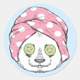 Sticker Rond Panda au spa