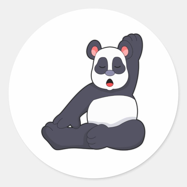 Sticker Rond Panda au Yoga Exercices d'étirement (Devant)