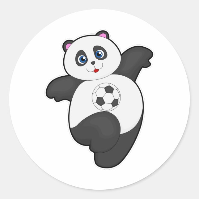 Sticker Rond Panda aux sports de football (Devant)