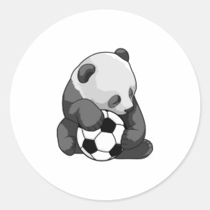 Sticker Rond Panda avec balle de football