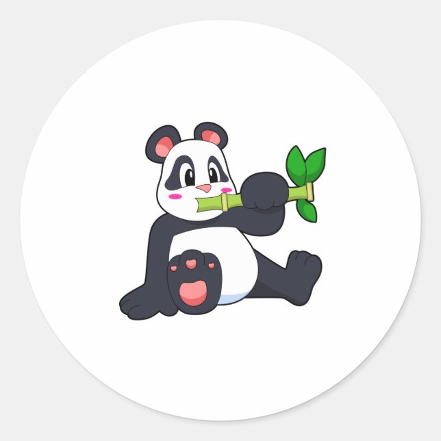 Sticker Rond Panda avec bambou (Devant)