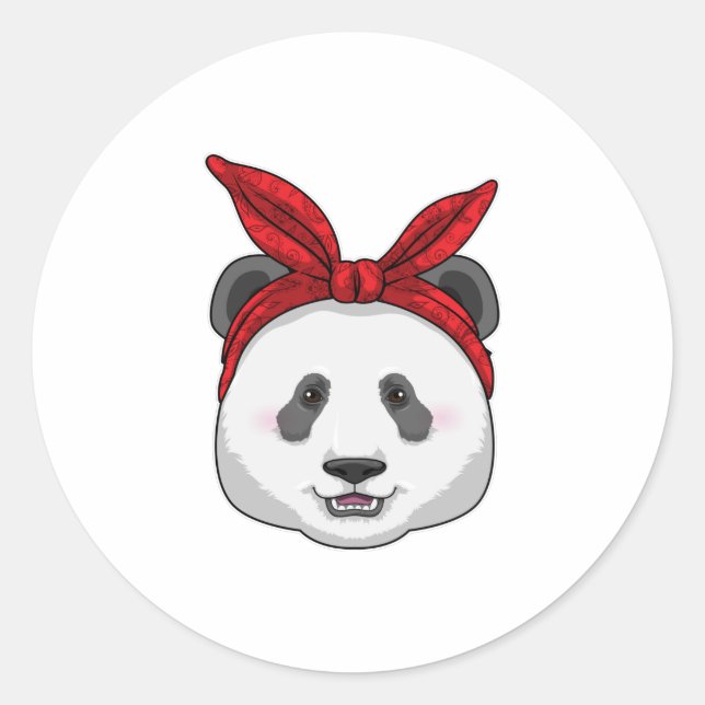 Sticker Rond Panda avec Bandana (Devant)