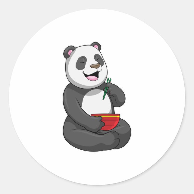 Sticker Rond Panda avec Bowl Ramen (Devant)