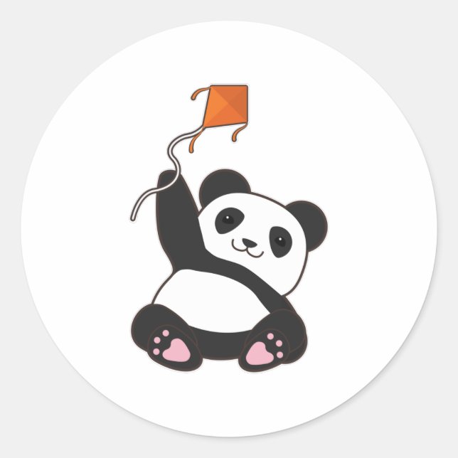 Sticker Rond Panda avec cerf-volant (Devant)