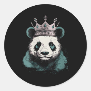 Sticker Rond Panda Avec Couronne