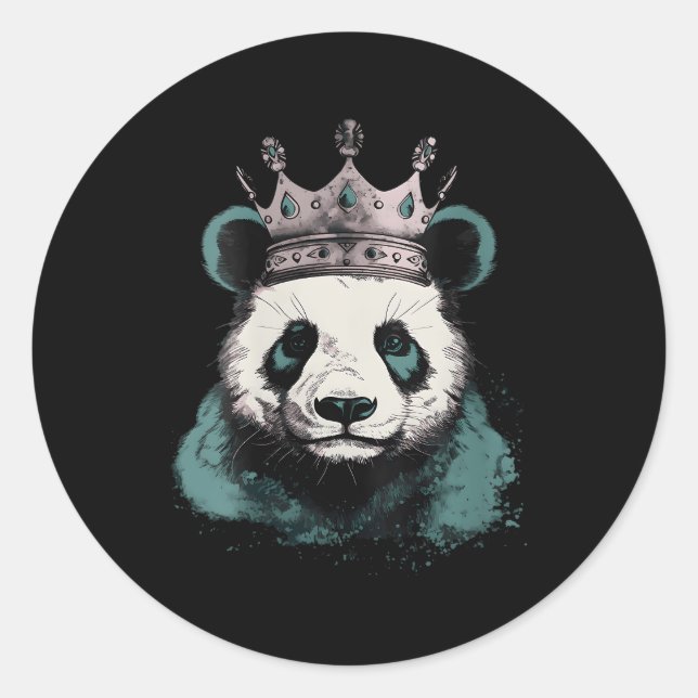 Sticker Rond Panda Avec Couronne (Devant)