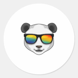 Sticker Rond Panda avec lunettes de soleil