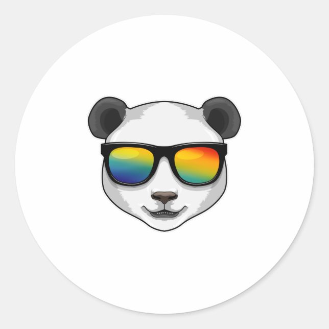 Sticker Rond Panda avec lunettes de soleil (Devant)